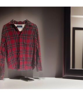 Vintage Preswick & Moore Red Flannel Cotton Plaid Shirt Men's MEDIUM